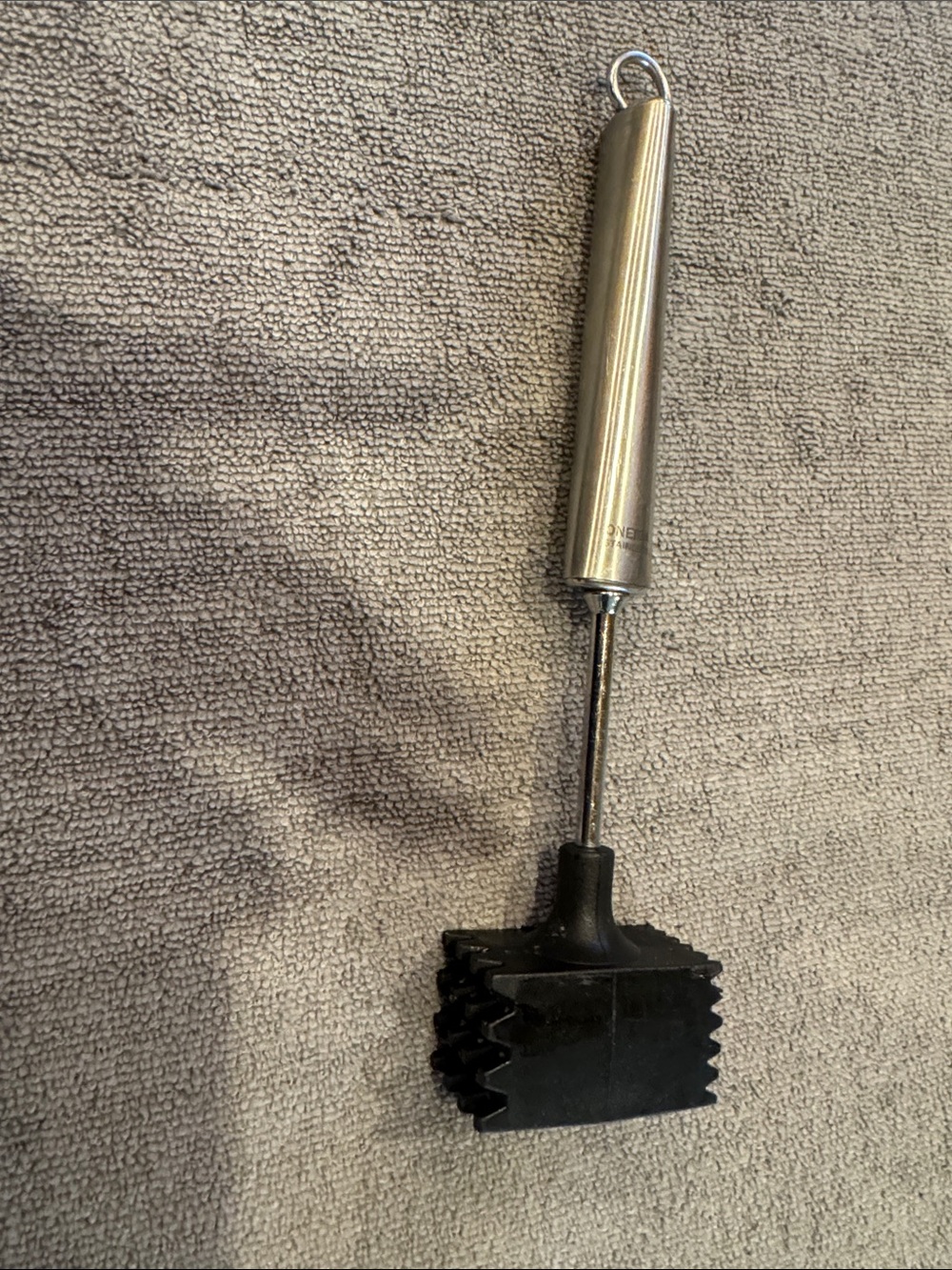 Oneida Stainless Steel Handle Meat Tenderizer with Black Head